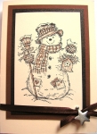 Card- Christmas snowman in brown by 